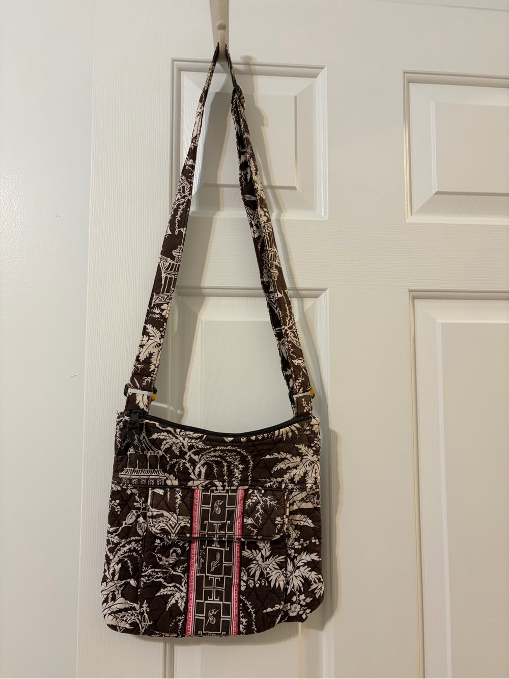 Vera Bradley IMPERIAL TOILE Messenger Crossbody Bag Brown Pink RETIRED